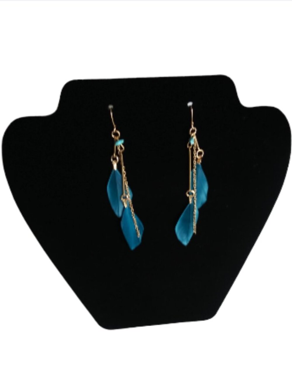 New Boutique Turquoise Feather Dangle Earrings | Boho Statement Jewelry